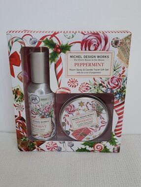 Michel Design Works Peppermint Room Spray & Candle Gift Set - Red & White